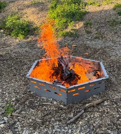 Finished custom fire pit with first fire
